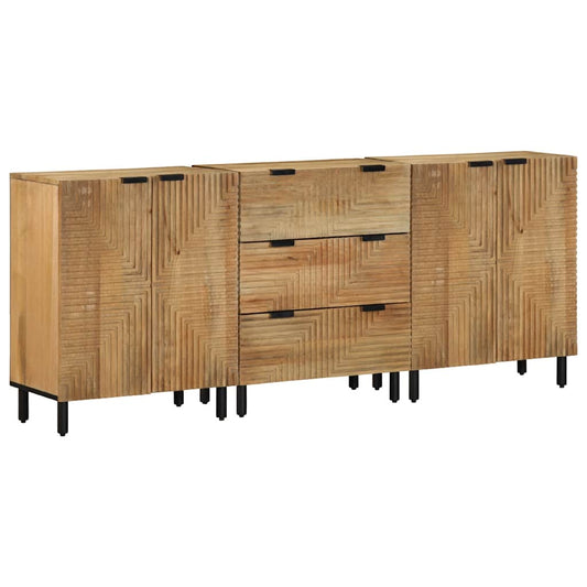 3-delige Dressoirs 60x33x75 cm massief mangohout bruin is nu te koop bij PeponiXL, paradijselijk wonen!