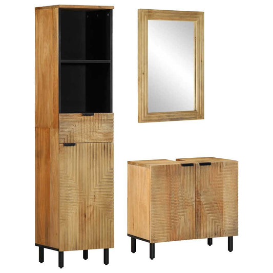 3-delige Badkamermeubelset massief mango bruin is nu te koop bij PeponiXL, paradijselijk wonen!
