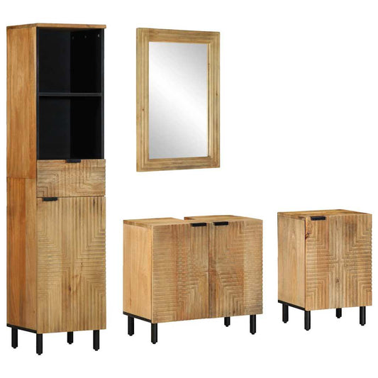 4-delige Badkamermeubelset massief mango bruin is nu te koop bij PeponiXL, paradijselijk wonen!