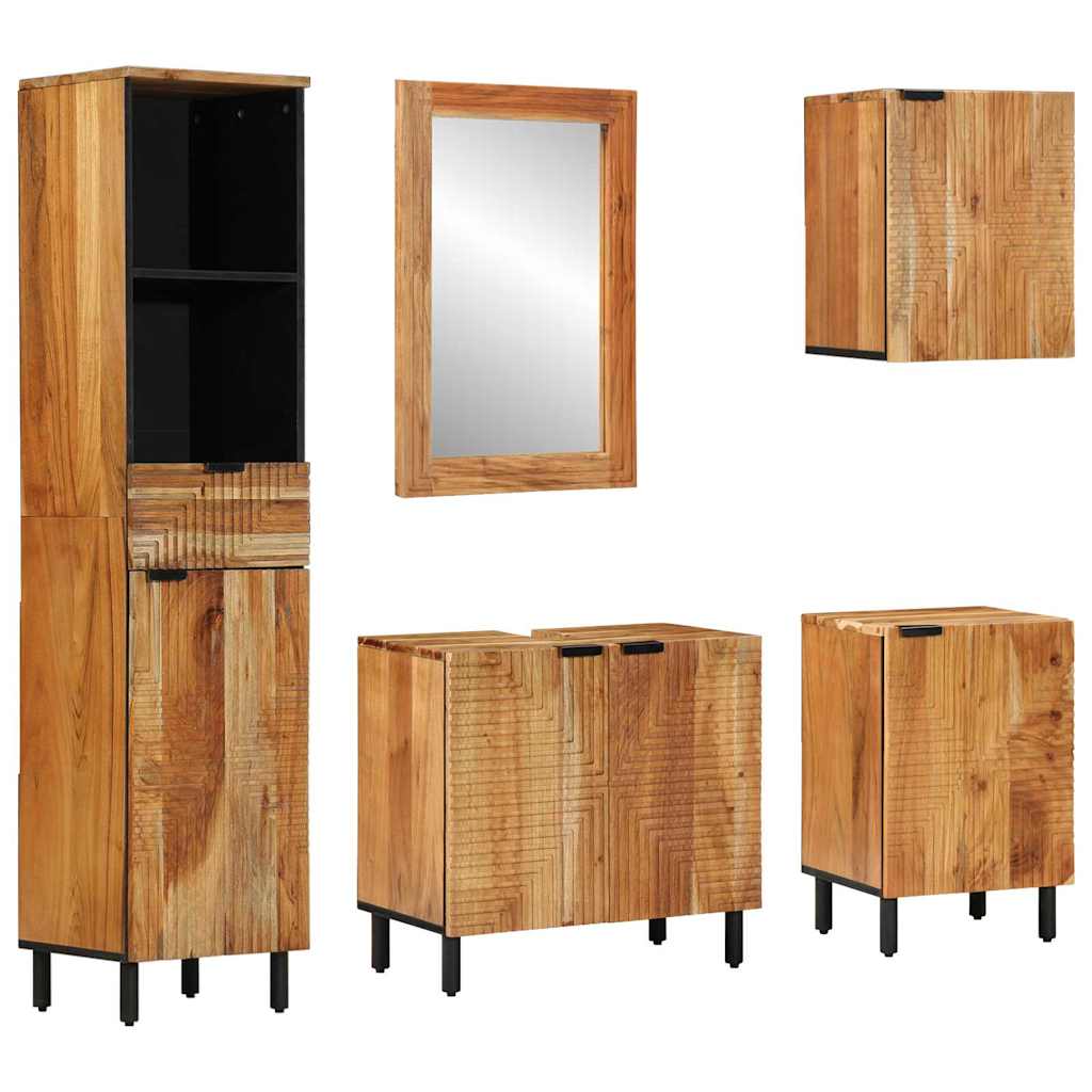 Badkamerkastenset 5 st Naturel 38 x 33 x 160 cm is nu te koop bij PeponiXL, paradijselijk wonen!