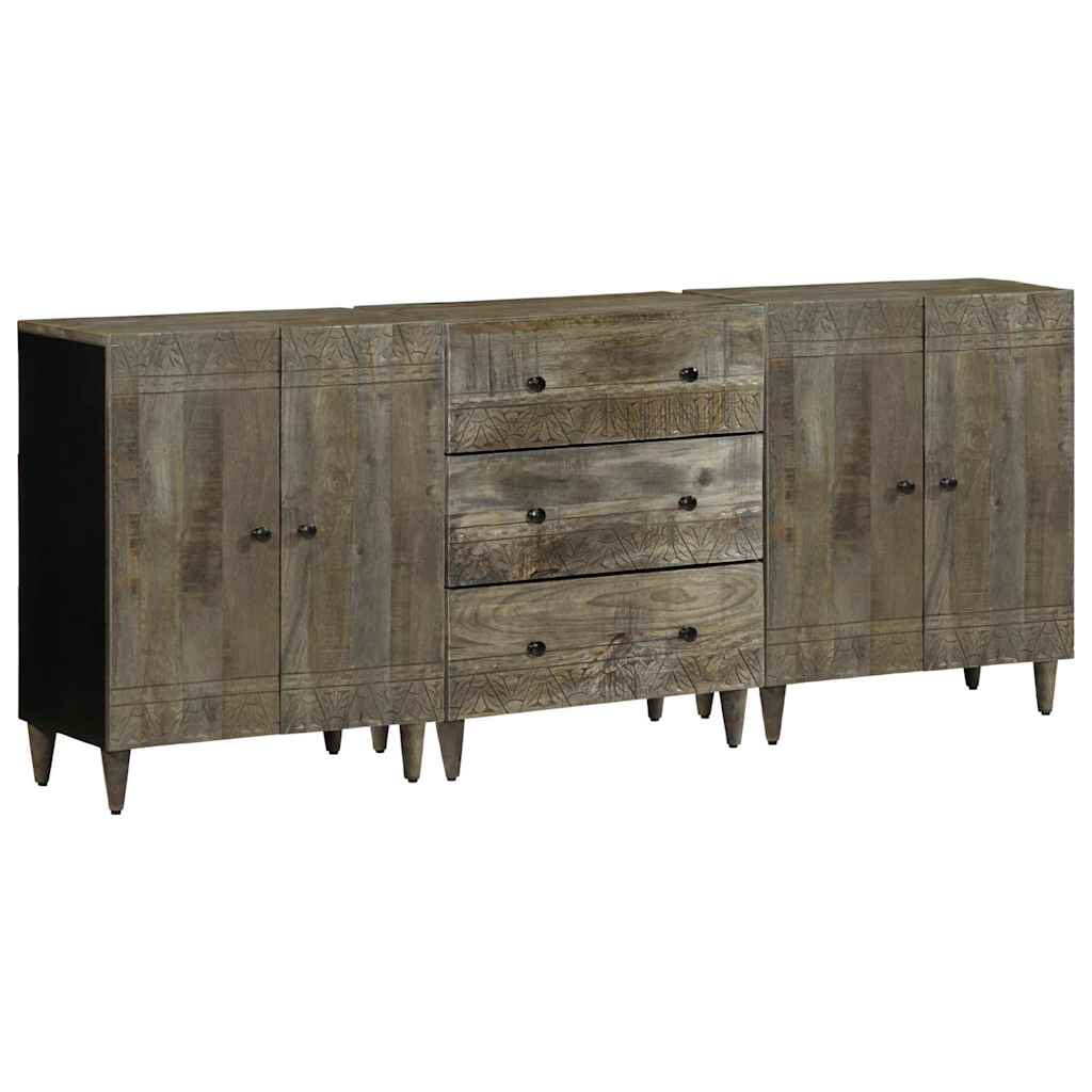 3-delige Dressoirs 60x33,5x75 cm massief mango lichtgrijs is nu te koop bij PeponiXL, paradijselijk wonen!