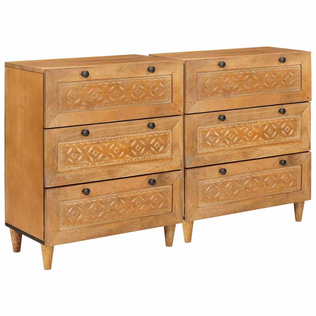 Dressoir 2 st 120 x 33,5 x 75 cm massief mangohout Bruin is nu te koop bij PeponiXL, paradijselijk wonen!