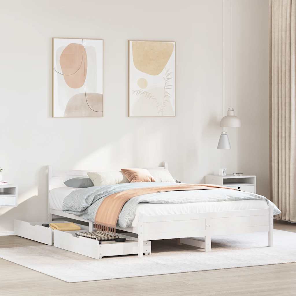 Bedframe zonder matras massief grenenhout wit 135x190 cm is nu te koop bij PeponiXL, paradijselijk wonen!