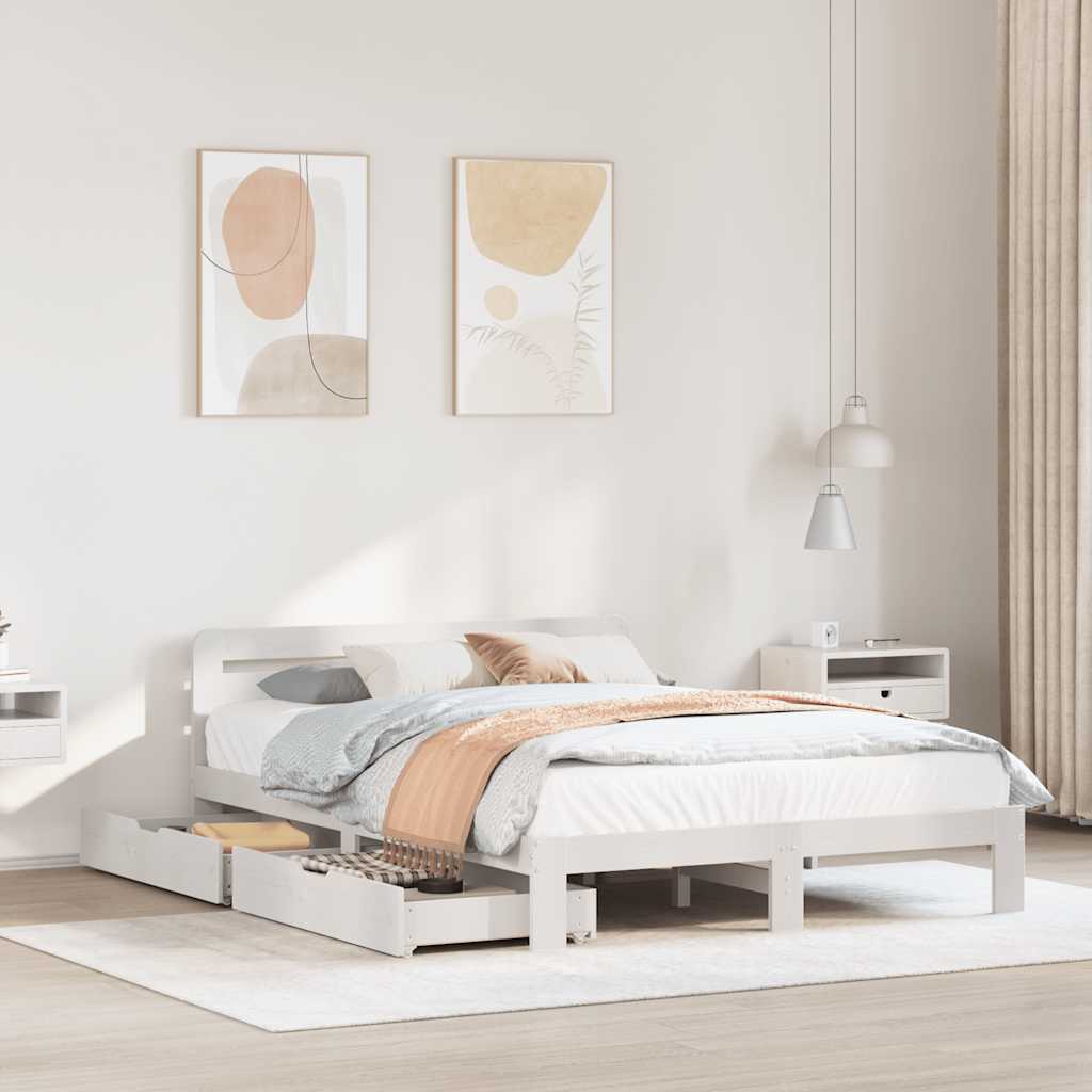 Bedframe zonder matras massief grenenhout wit 150x200 cm is nu te koop bij PeponiXL, paradijselijk wonen!