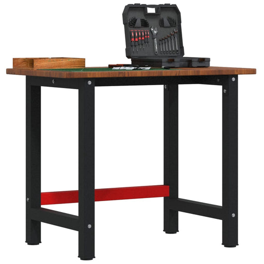 Werkbank rechthoek 100x60x81,5 cm massief eikenhout donkerbruin is nu te koop bij PeponiXL, paradijselijk wonen!