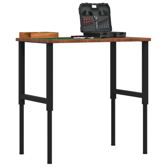 Werkbank rechthoek 100x60x(71,5-98) cm eikenhout donkerbruin is nu te koop bij PeponiXL, paradijselijk wonen!