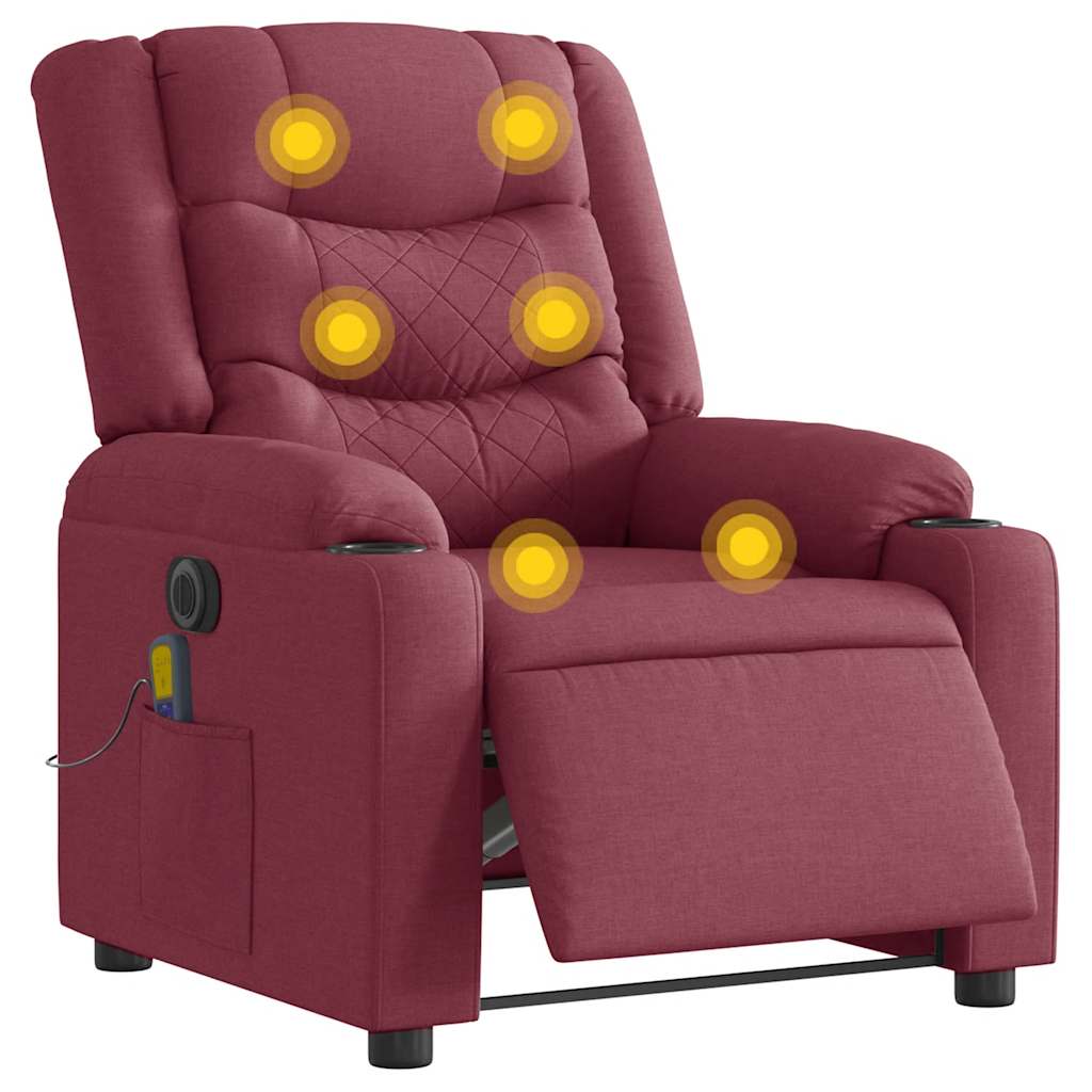 Massagestoel elektrisch verstelbaar stof wijnrood is nu te koop bij PeponiXL, paradijselijk wonen!