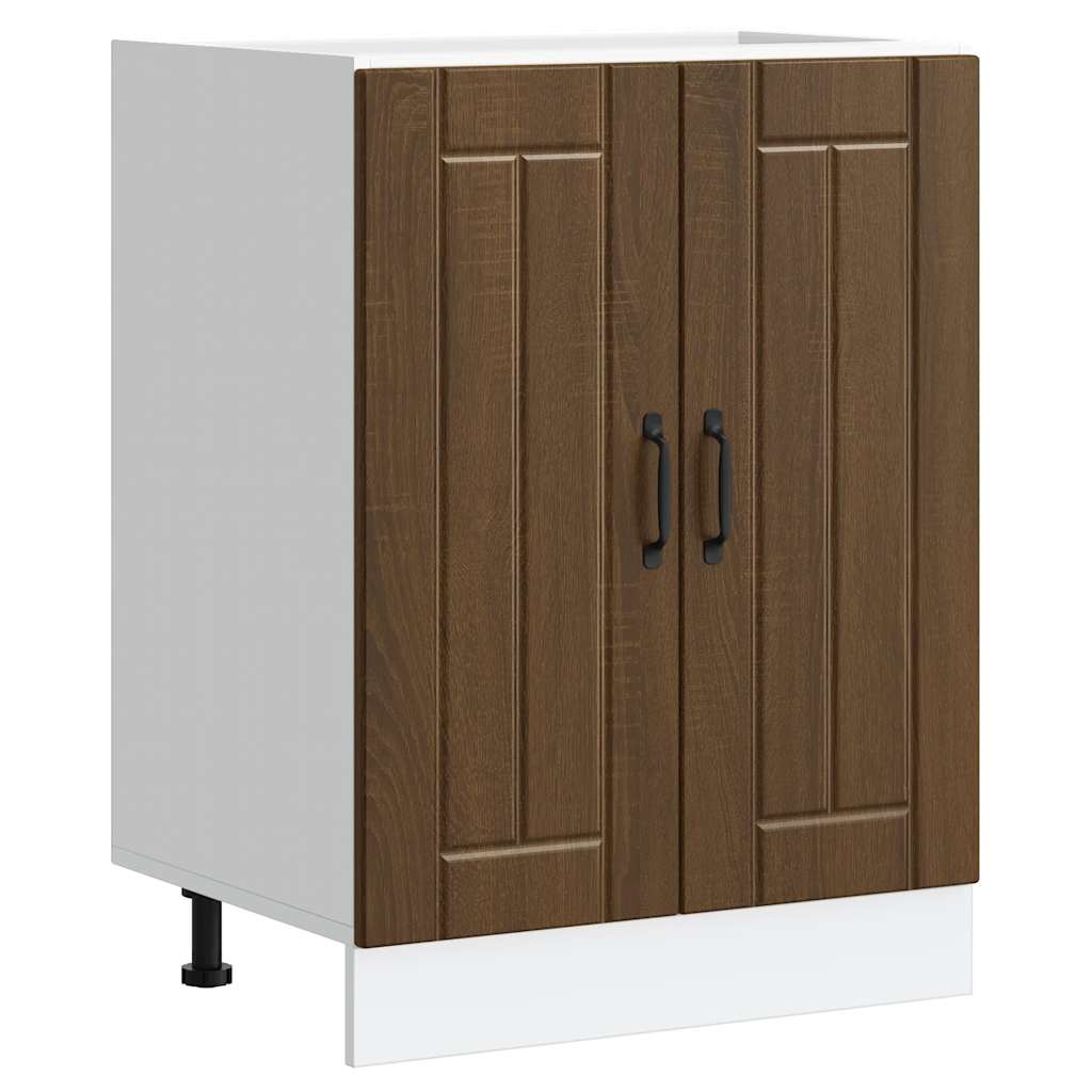 Spoelbakonderkast Lucca bewerkt hout bruin eikenkleur is nu te koop bij PeponiXL, paradijselijk wonen!
