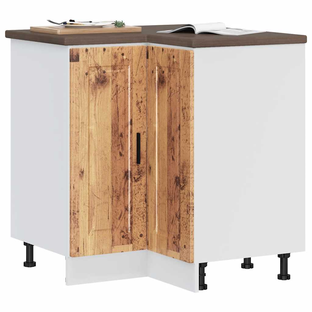 Keuken hoekonderkast "Porto" bewerkt hout oud houtkleurig is nu te koop bij PeponiXL, paradijselijk wonen!
