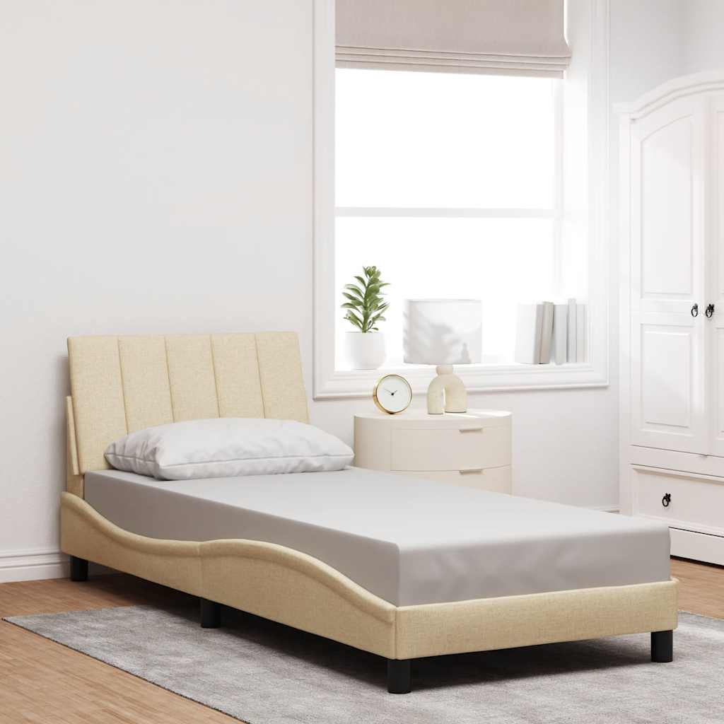 Bedframe zonder matras "Hanko" 90x190 cm stof crèmekleurig is nu te koop bij PeponiXL, paradijselijk wonen!