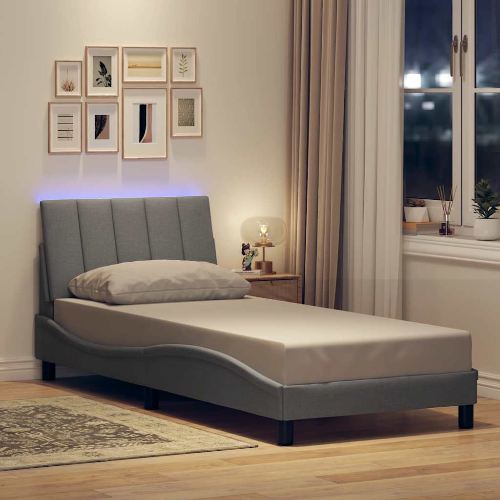 Bedframe zonder matras "Hanko" 80x200 cm stof lichtgrijs is nu te koop bij PeponiXL, paradijselijk wonen!