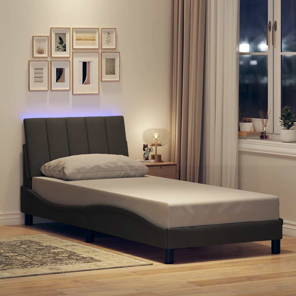Bedframe zonder matras "Hanko" 90x190 cm stof donkergrijs is nu te koop bij PeponiXL, paradijselijk wonen!