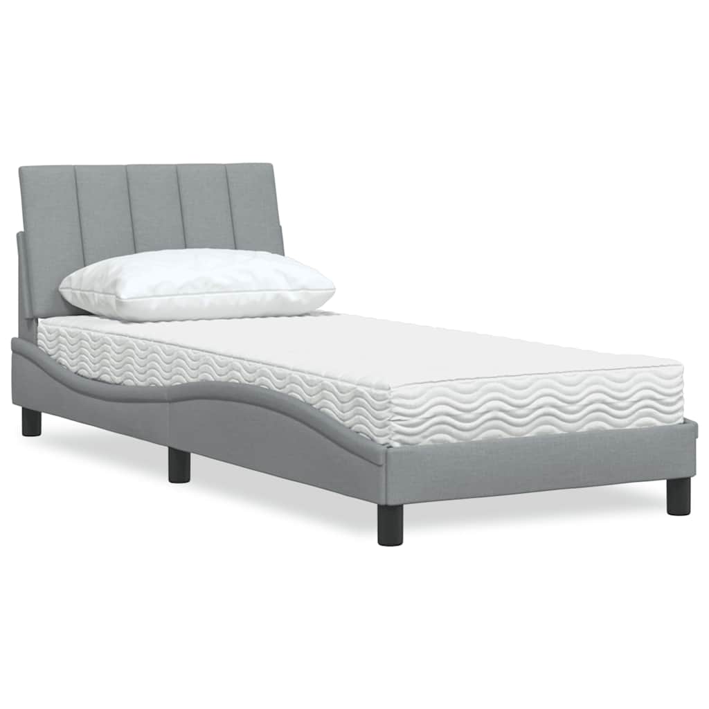 Bed met matras "Hanko" stof lichtgrijs 80x200 cm is nu te koop bij PeponiXL, paradijselijk wonen!
