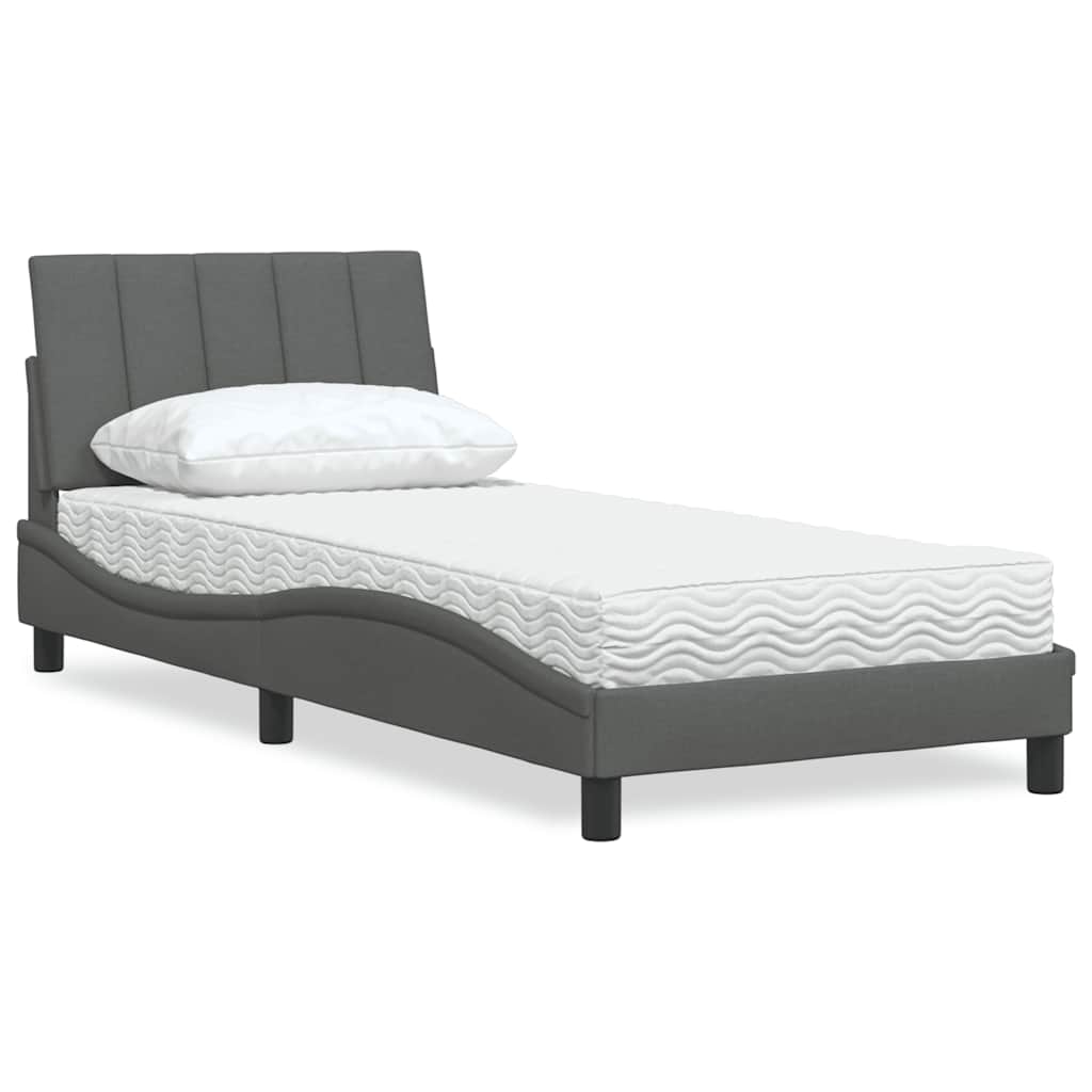 Bed met matras "Hanko" stof donkergrijs 90x200 cm is nu te koop bij PeponiXL, paradijselijk wonen!