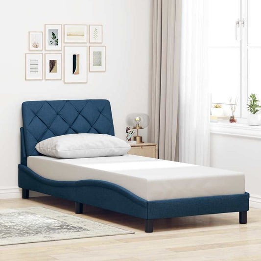 Bedframe zonder matras 90x190 cm stof blauw is nu te koop bij PeponiXL, paradijselijk wonen!