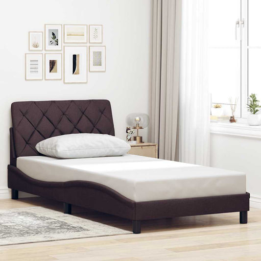Bedframe zonder matras 100x200 cm stof donkerbruin is nu te koop bij PeponiXL, paradijselijk wonen!