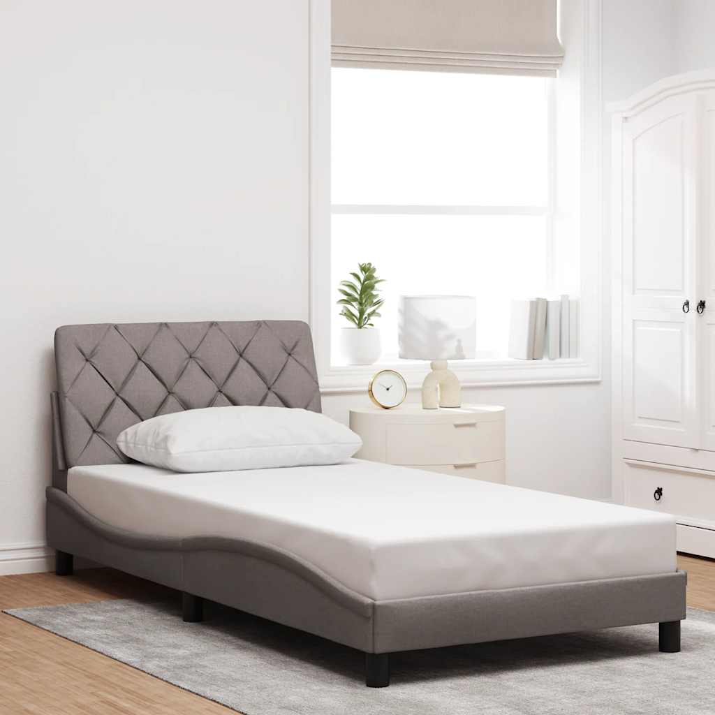vidaXL Bedframe zonder matras 100x200 cm stof taupe