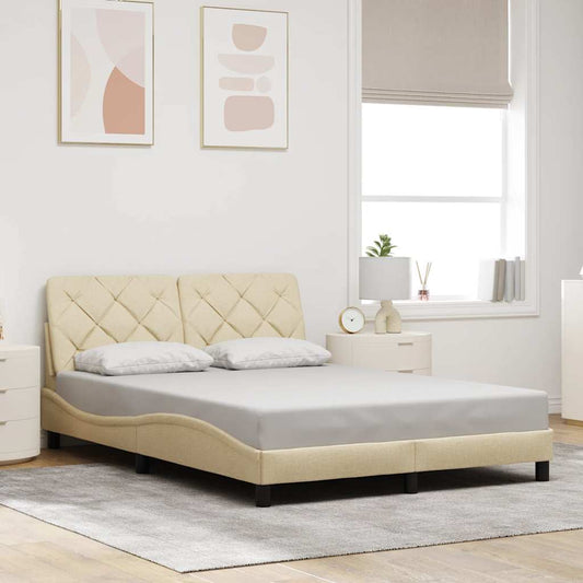 Bedframe zonder matras stof crèmekleurig 140x190 cm is nu te koop bij PeponiXL, paradijselijk wonen!