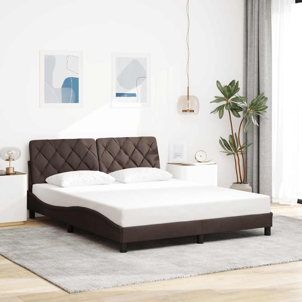 Bedframe zonder matras stof donkerbruin 160x200 cm is nu te koop bij PeponiXL, paradijselijk wonen!