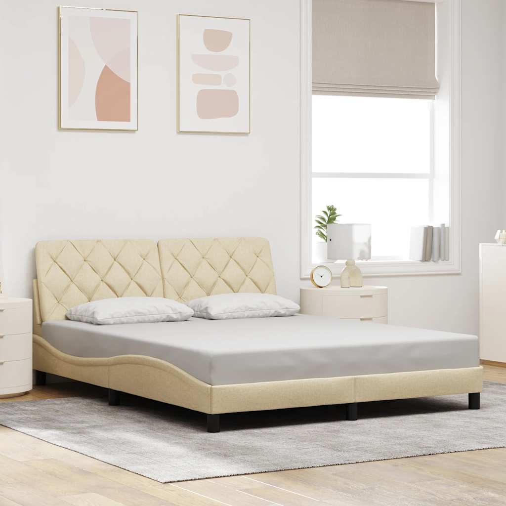 Bedframe zonder matras stof crèmekleurig 160x200 cm is nu te koop bij PeponiXL, paradijselijk wonen!