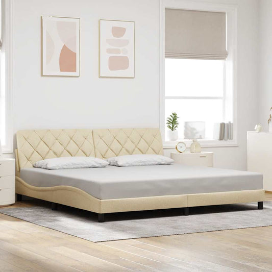 Bedframe zonder matras stof crèmekleurig 200x200 cm is nu te koop bij PeponiXL, paradijselijk wonen!