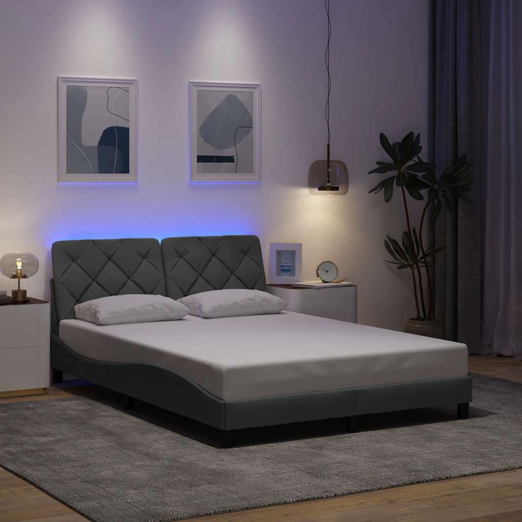 Bedframe met LED zonder matras 120x200 cm stof lichtgrijs is nu te koop bij PeponiXL, paradijselijk wonen!