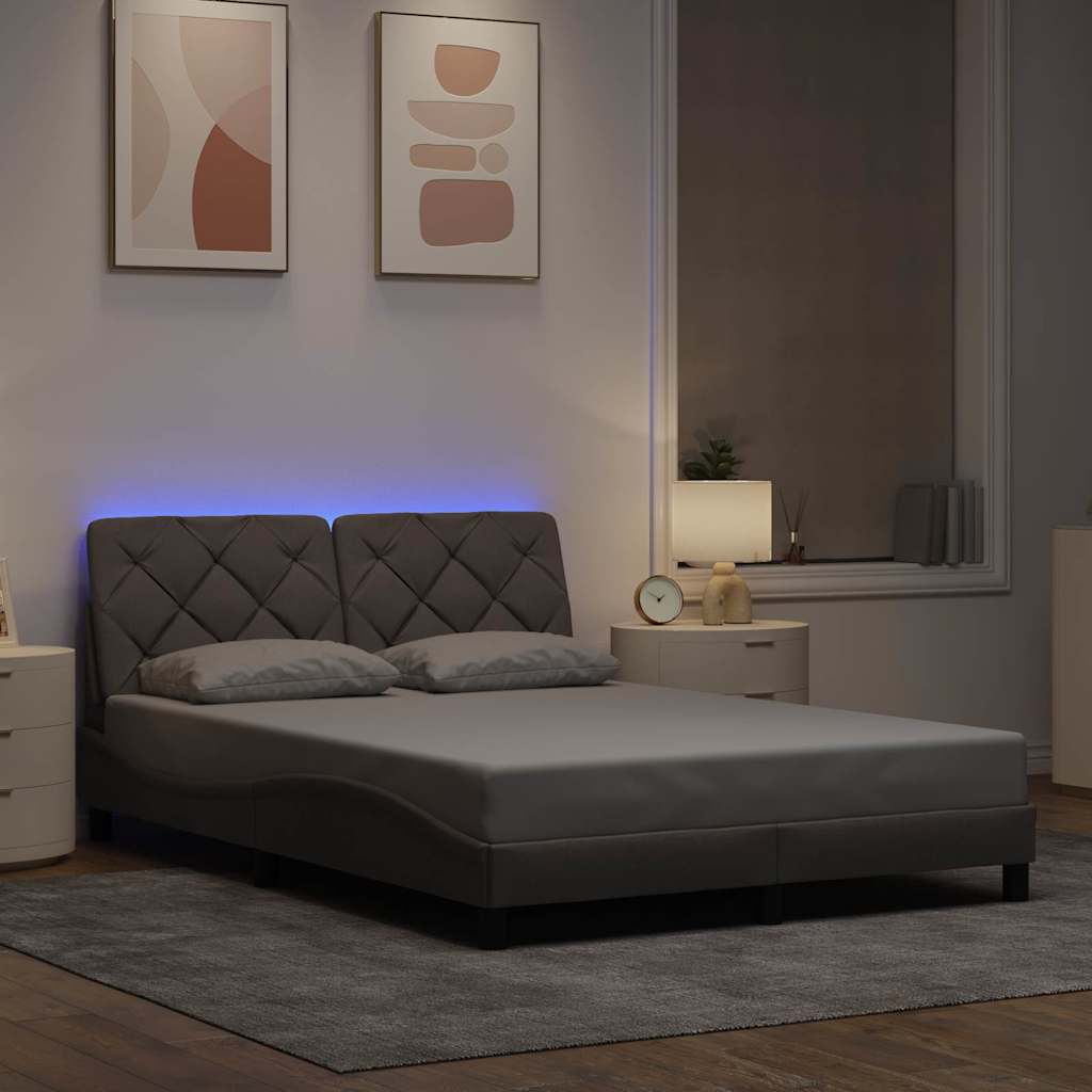 Bedframe met LED zonder matras 120x200 cm stof taupe is nu te koop bij PeponiXL, paradijselijk wonen!