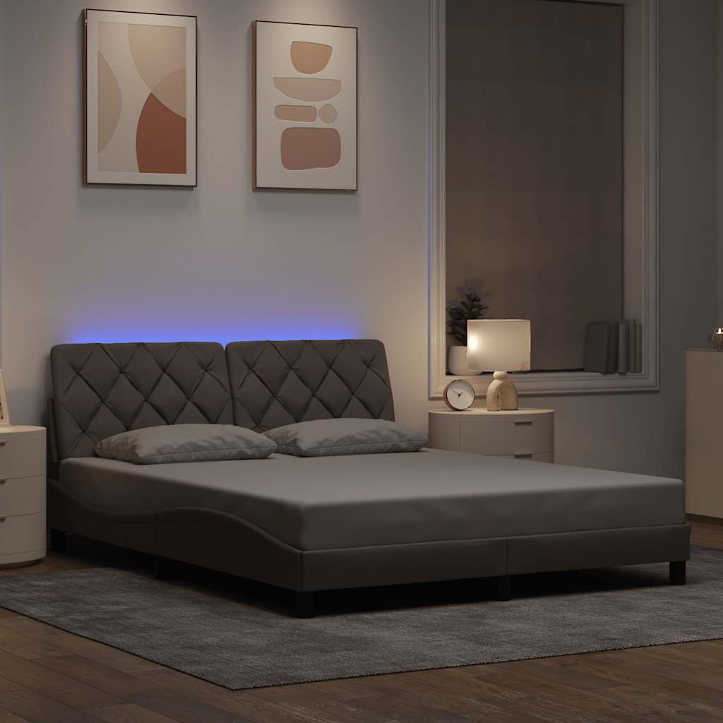 Bedframe met LED zonder matras 160x200 cm stof taupe is nu te koop bij PeponiXL, paradijselijk wonen!