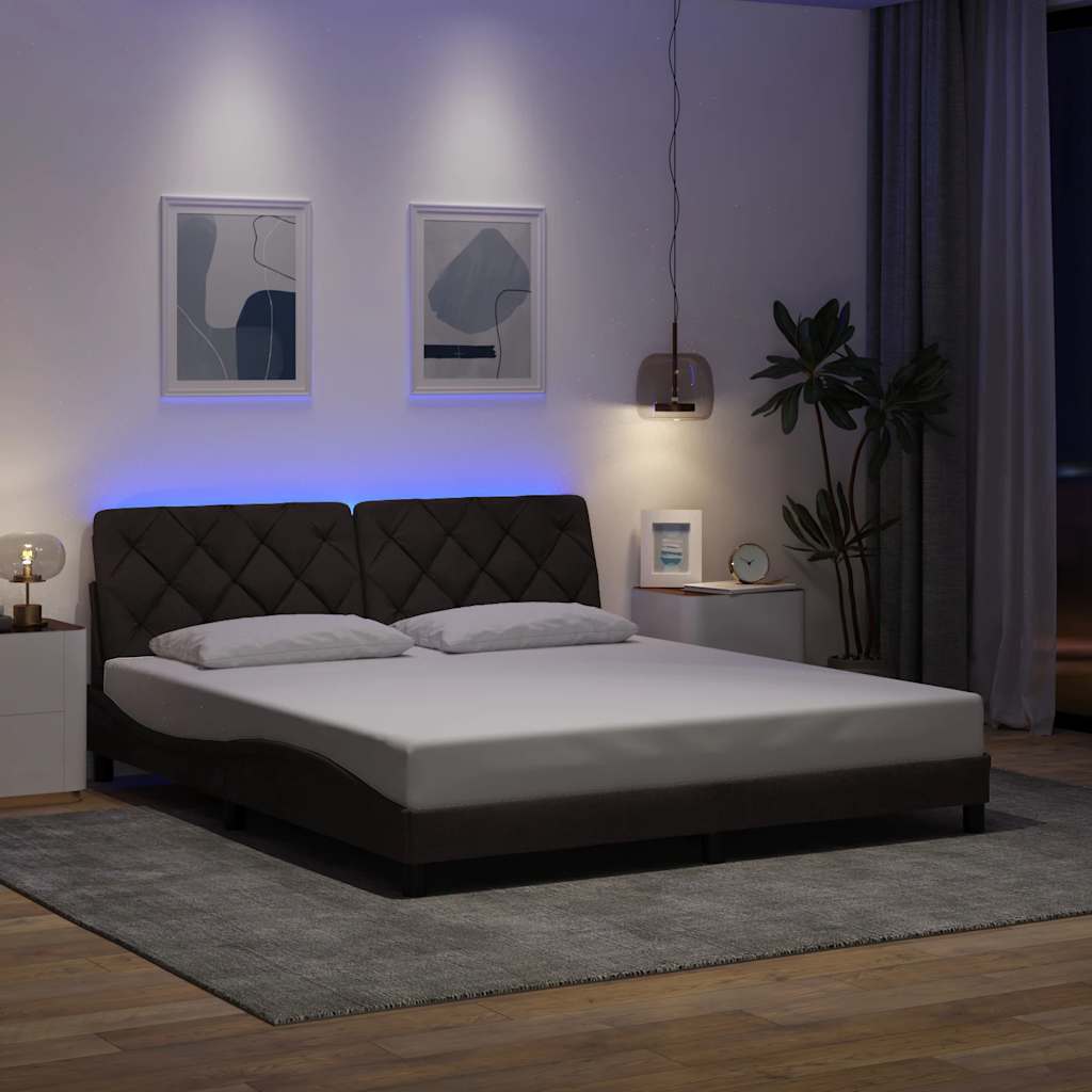 Bedframe met LED zonder matras 180x200 cm stof donkerbruin is nu te koop bij PeponiXL, paradijselijk wonen!