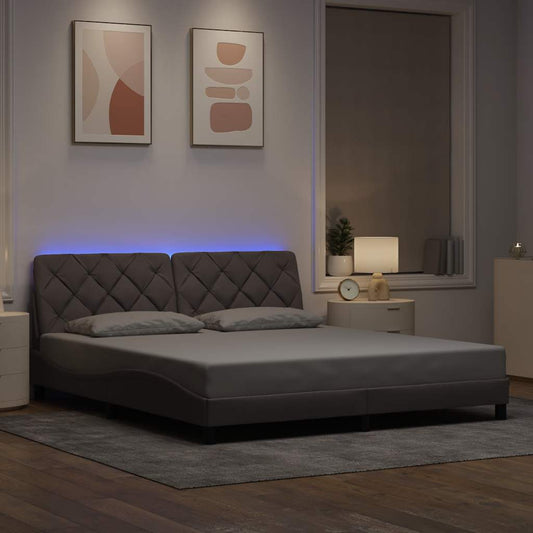 Bedframe met LED zonder matras 180x200 cm stof taupe is nu te koop bij PeponiXL, paradijselijk wonen!
