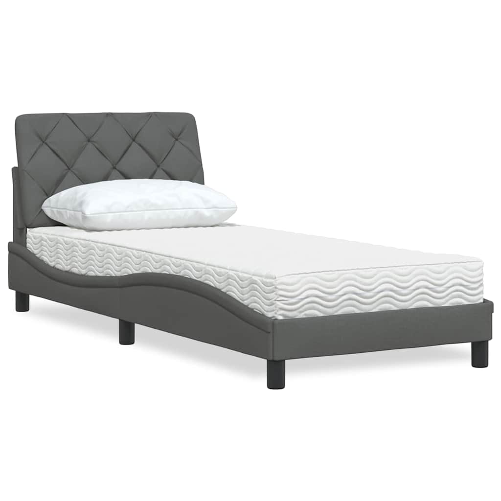 Bed met matras stof donkergrijs 90x200 cm is nu te koop bij PeponiXL, paradijselijk wonen!