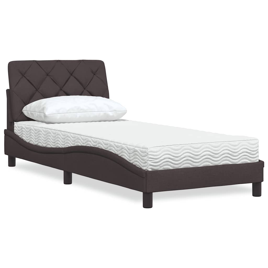 Bed met matras stof donkerbruin 90x200 cm is nu te koop bij PeponiXL, paradijselijk wonen!