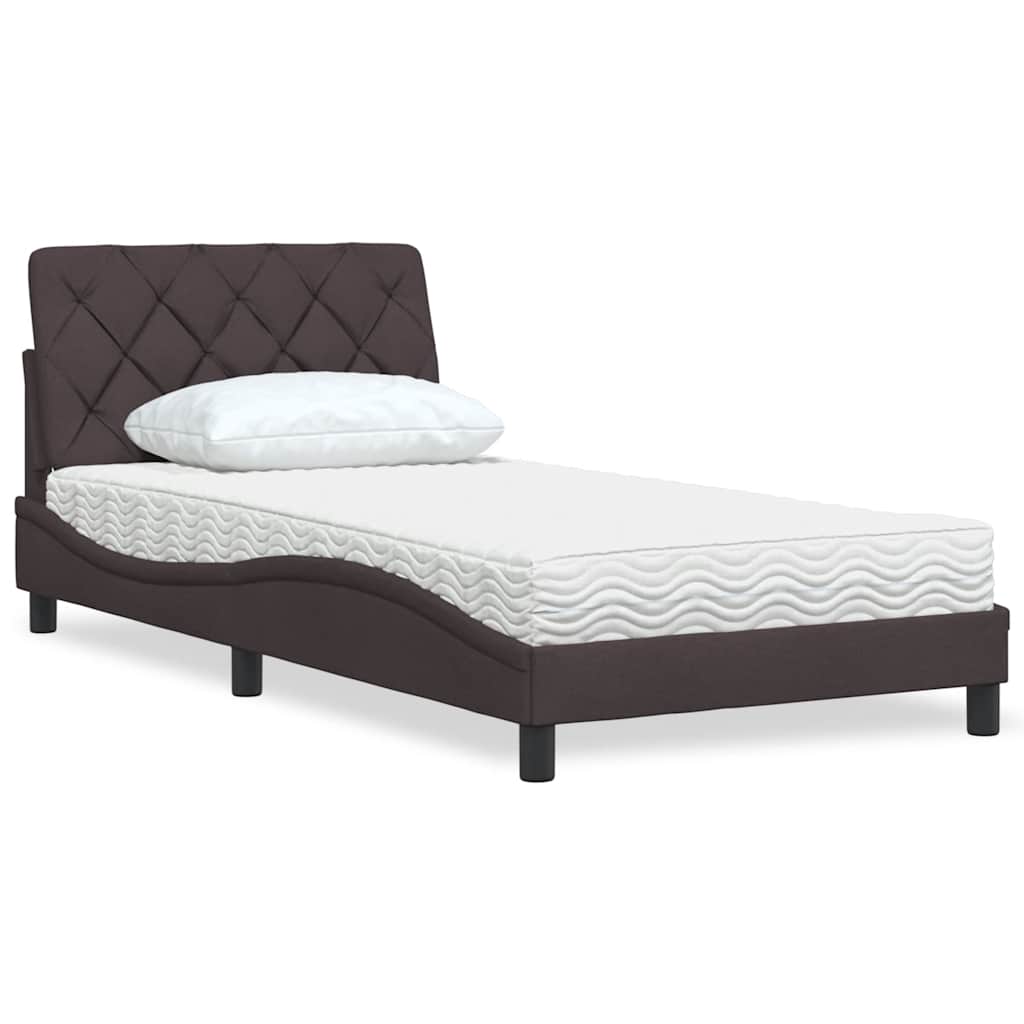 Bed met matras stof donkerbruin 100x200 cm is nu te koop bij PeponiXL, paradijselijk wonen!