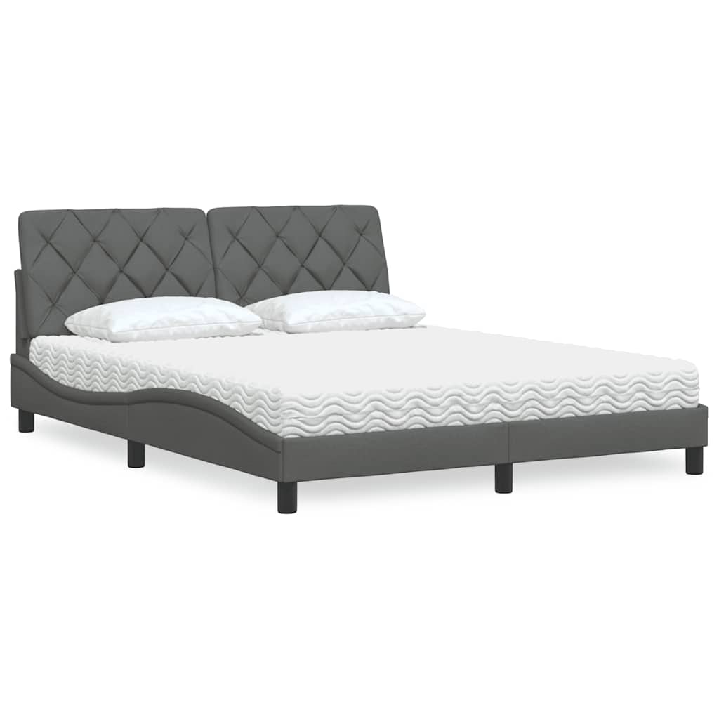 Bed met matras stof donkergrijs 160x200 cm is nu te koop bij PeponiXL, paradijselijk wonen!