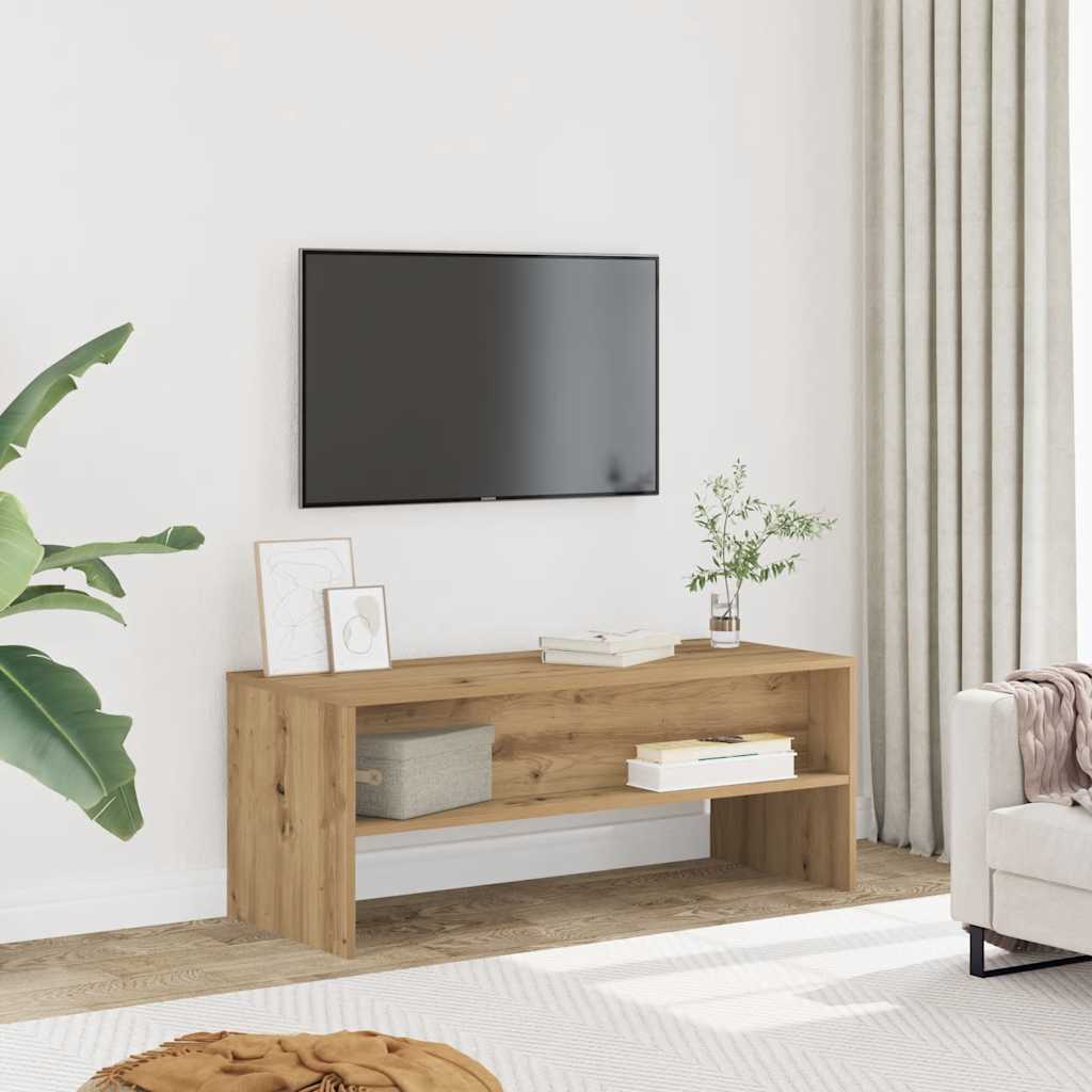 Tv-meubel 100x40x40 cm bewerkt hout artisanaal eikenkleurig is nu te koop bij PeponiXL, paradijselijk wonen!