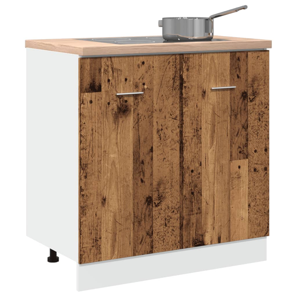 Wastafelonderkast Lyon 80x46x81,5 cm bewerkt hout oud houtkleurig is nu te koop bij PeponiXL, paradijselijk wonen!