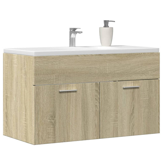 Wastafelkast 90x38,5x46 cm bewerkt hout sonoma eikenkleurig is nu te koop bij PeponiXL, paradijselijk wonen!
