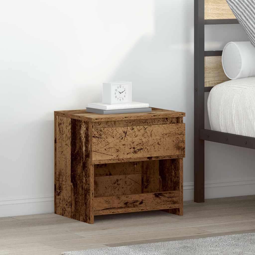 Nachtkastje 40x30x39 cm bewerkt hout oud houtkleurig is nu te koop bij PeponiXL, paradijselijk wonen!