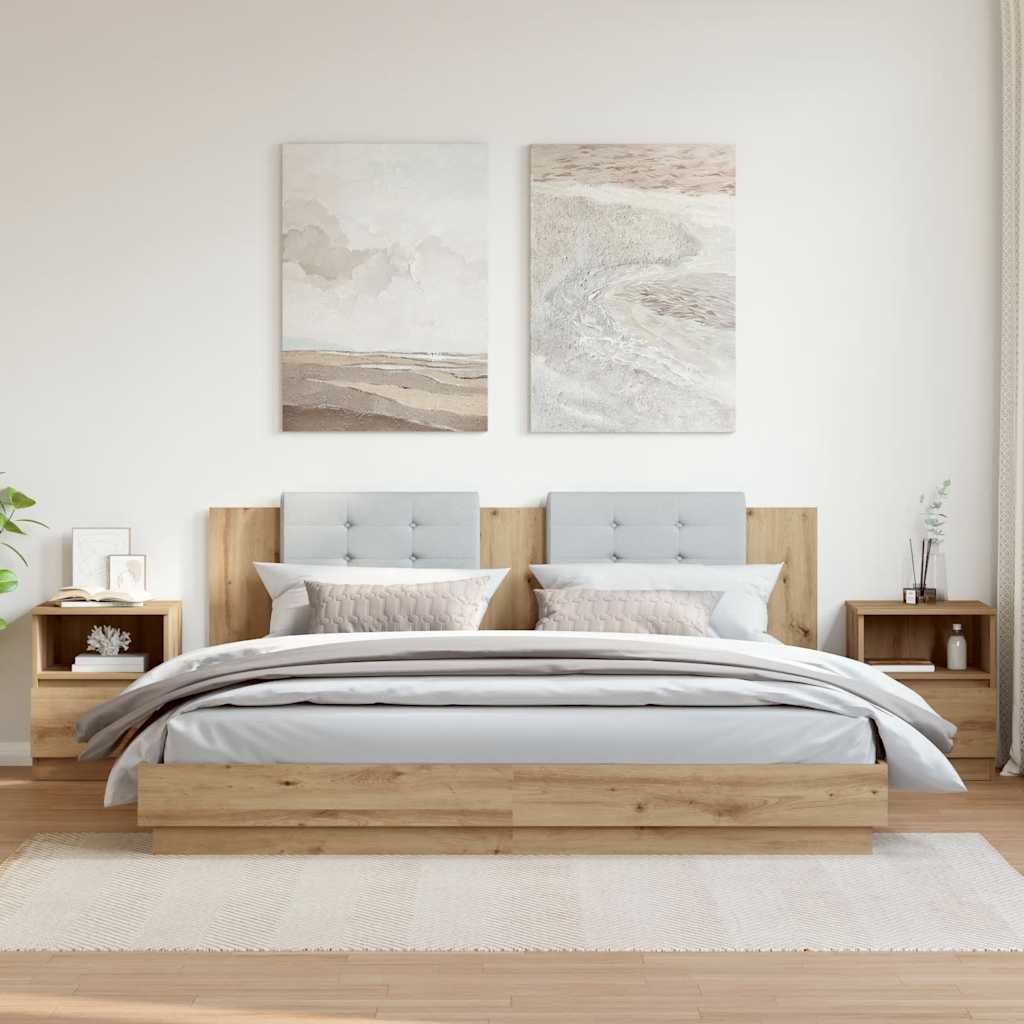 Nachtkastjes 2 st 40x40x50 cm bewerkt hout artisanaal eiken is nu te koop bij PeponiXL, paradijselijk wonen!