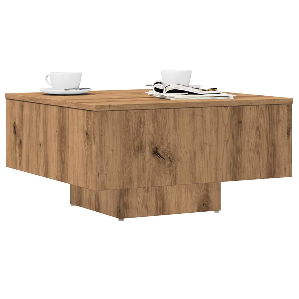 Salontafel 60x60x31,5 cm bewerkt hout artisanaal eikenkleur is nu te koop bij PeponiXL, paradijselijk wonen!