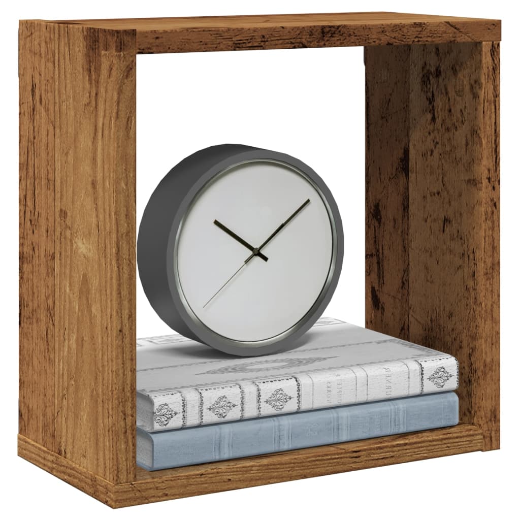 Wandschappen kubus 6 st 30x15x30cm bewerkt hout oud houtkleurig is nu te koop bij PeponiXL, paradijselijk wonen!