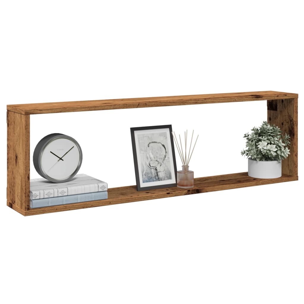 Wandschappen kubus 4 st 100x15x30 cm bewerkt hout oud hout is nu te koop bij PeponiXL, paradijselijk wonen!