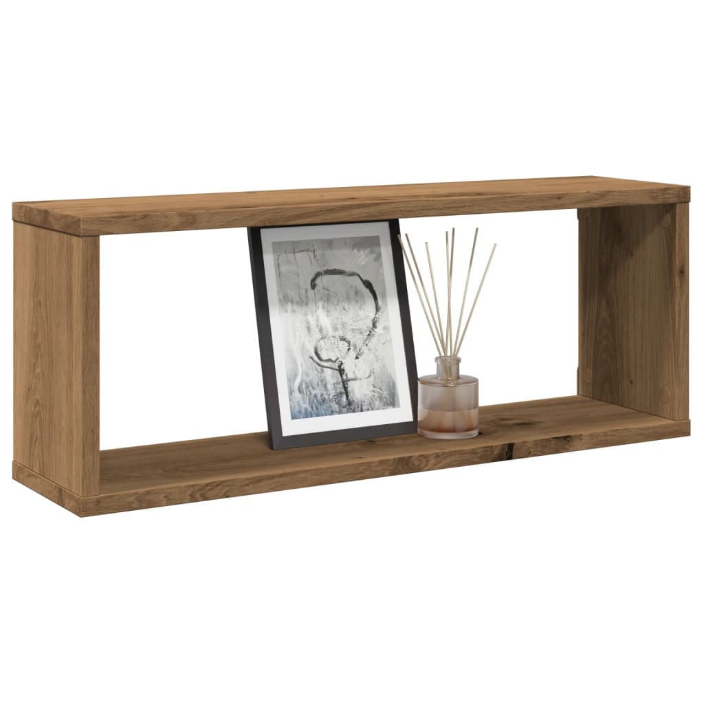 Wandschappen kubus 6 st 60x15x23 cm hout artisanaal eiken is nu te koop bij PeponiXL, paradijselijk wonen!