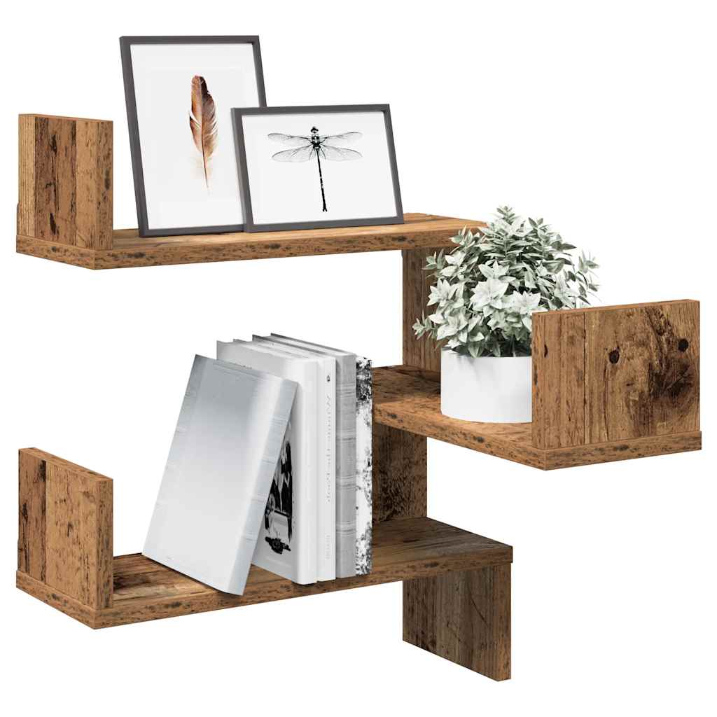 Hoekwandschappen 2 st 40x40x49,5 cm bewerkt hout oud houtkleur is nu te koop bij PeponiXL, paradijselijk wonen!