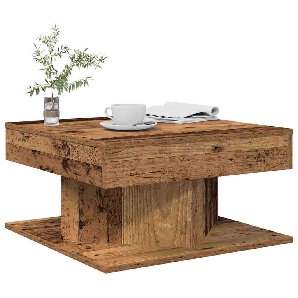 Salontafel 55x55x30 cm bewerkt hout oud houtkleurig is nu te koop bij PeponiXL, paradijselijk wonen!