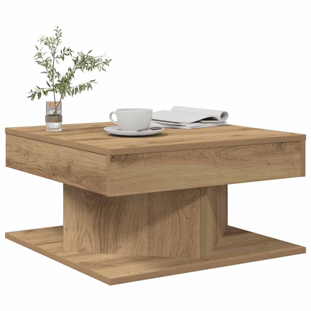 Salontafel 55x55x30 cm bewerkt hout artisanaal eikenkleurig is nu te koop bij PeponiXL, paradijselijk wonen!