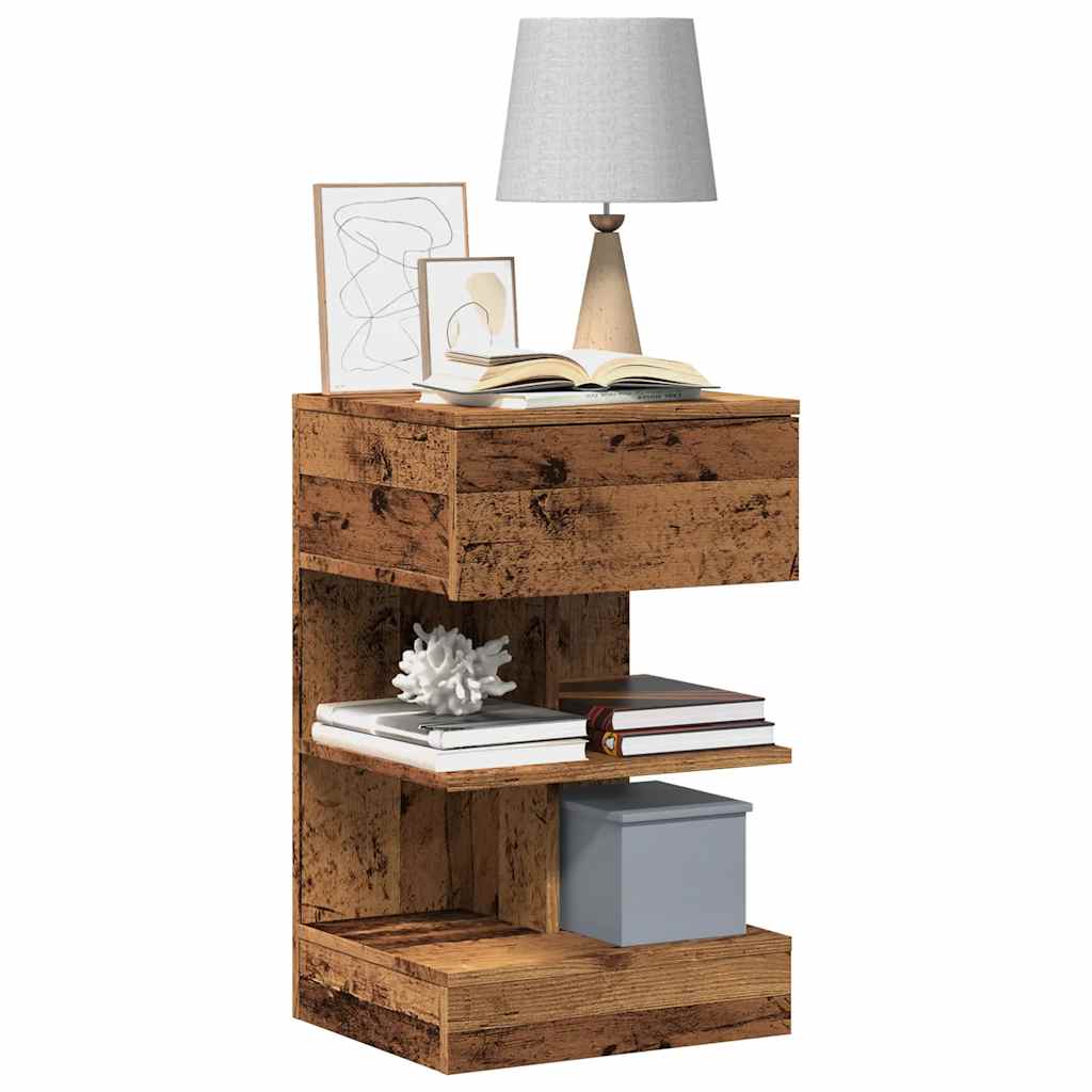 Nachtkastje 40x35x65 cm bewerkt hout oud houtkleurig is nu te koop bij PeponiXL, paradijselijk wonen!