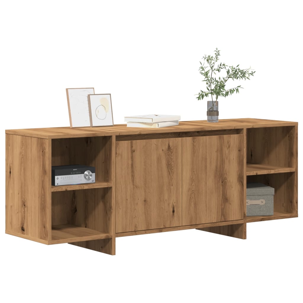 Tv-meubel 130x35x50 cm bewerkt hout artisanaal eikenkleur is nu te koop bij PeponiXL, paradijselijk wonen!