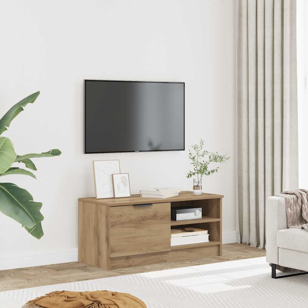 Tv-meubel 80x35x36,5 cm bewerkt hout artisanaal eikenkleur is nu te koop bij PeponiXL, paradijselijk wonen!