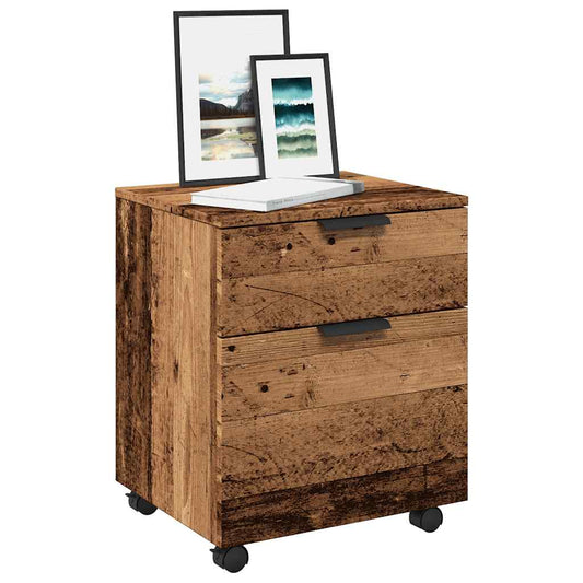 Dossierkast verrijdbaar 45x38x54cm bewerkt hout oud houtkleurig is nu te koop bij PeponiXL, paradijselijk wonen!